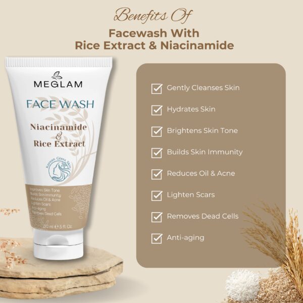 Rice Face Wash With Rice Extract & Niacinamide for Glass Skin – 150 ml - Image 2